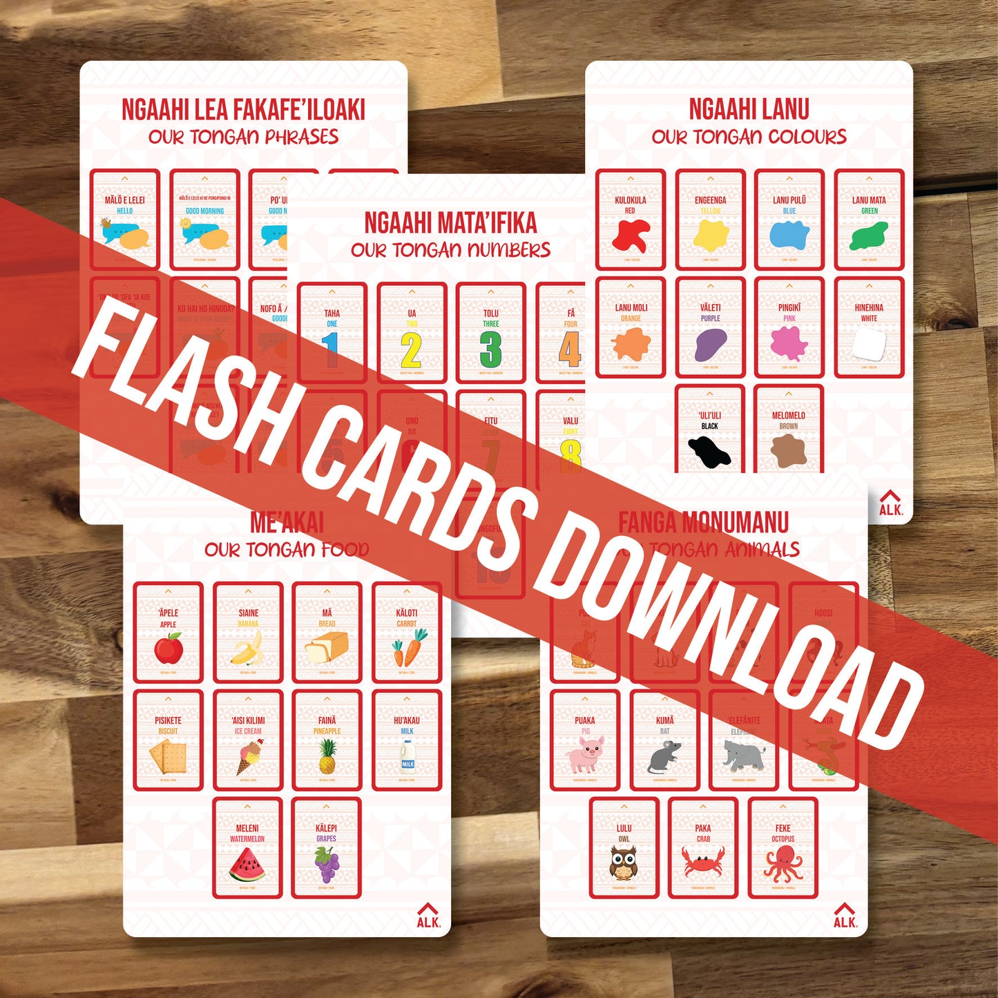 Tongan Flash Card Sheets