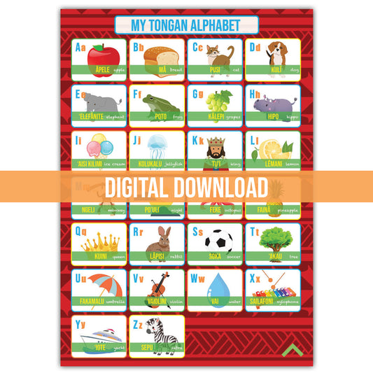 Alphabet Poster Digital Download - Tongan